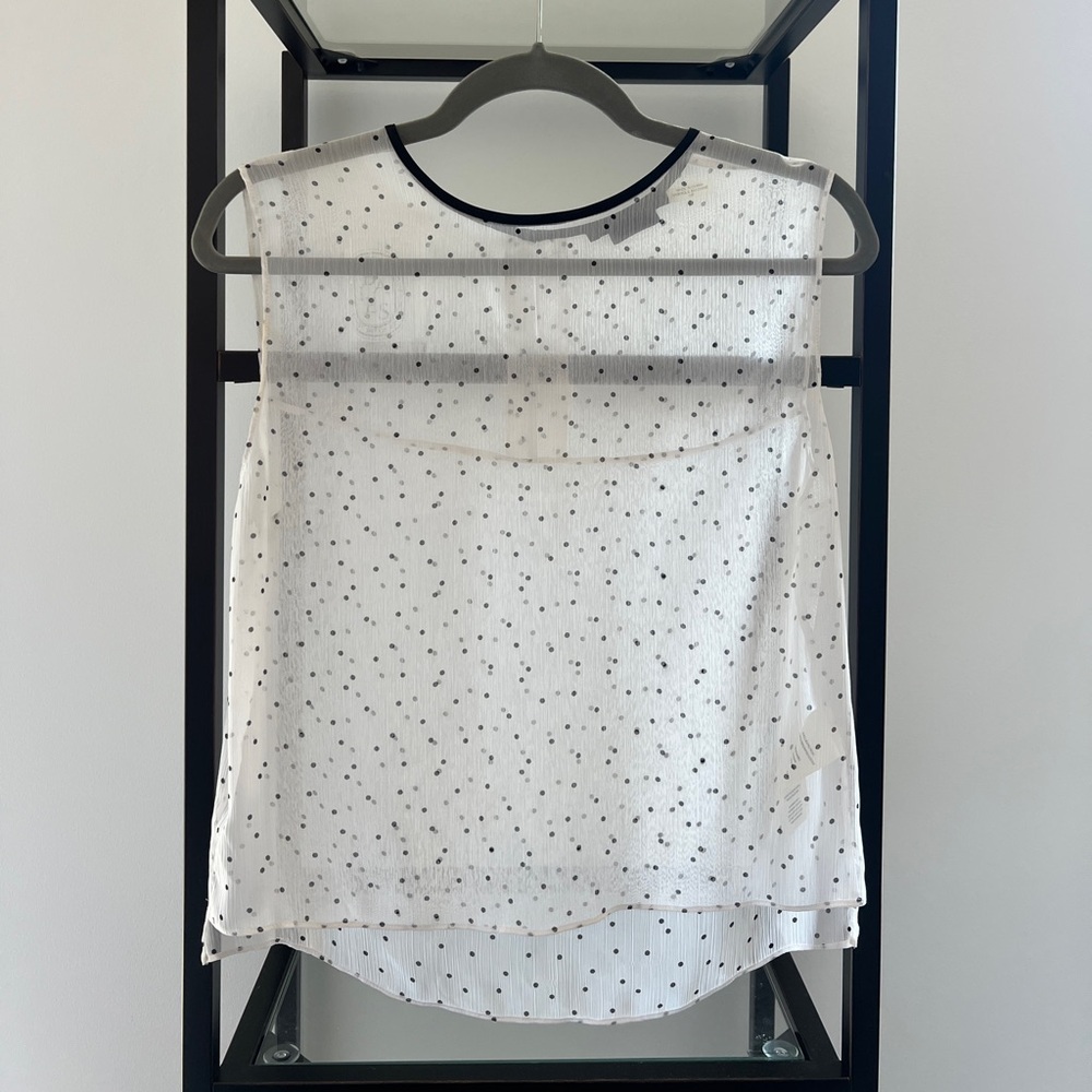 Alice + Olivia White Blouse with Black Dots